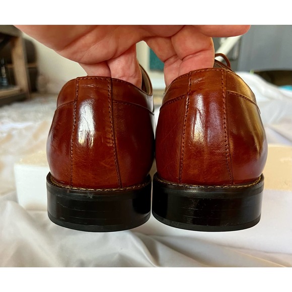 Stacy Adams Raynor Oxfords Lace Up Plain Toe Shoes Cognac 12 - Picture 8 of 9